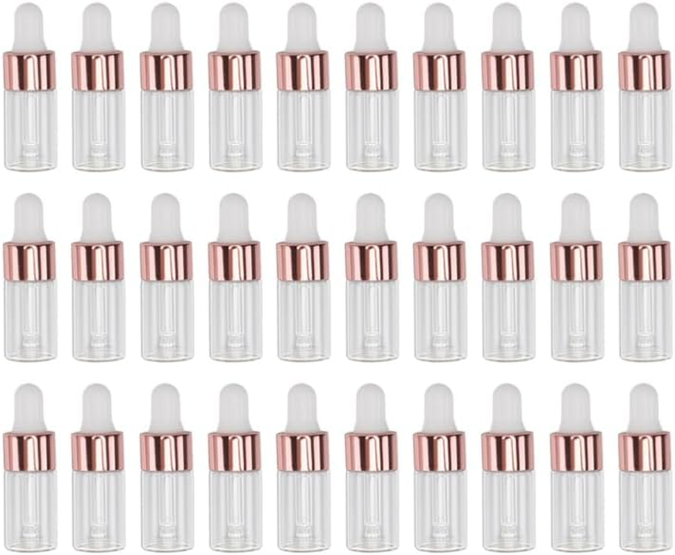 ULTECHNOVO 50Pcs Essential Oil Bottle 5Ml Dropper Bottles Glass Bottles with Droppers Glass Bottle with Dropper Glass Container with Lid Carafe with Lids Mini Travel Chemicals Soda Lime Glass