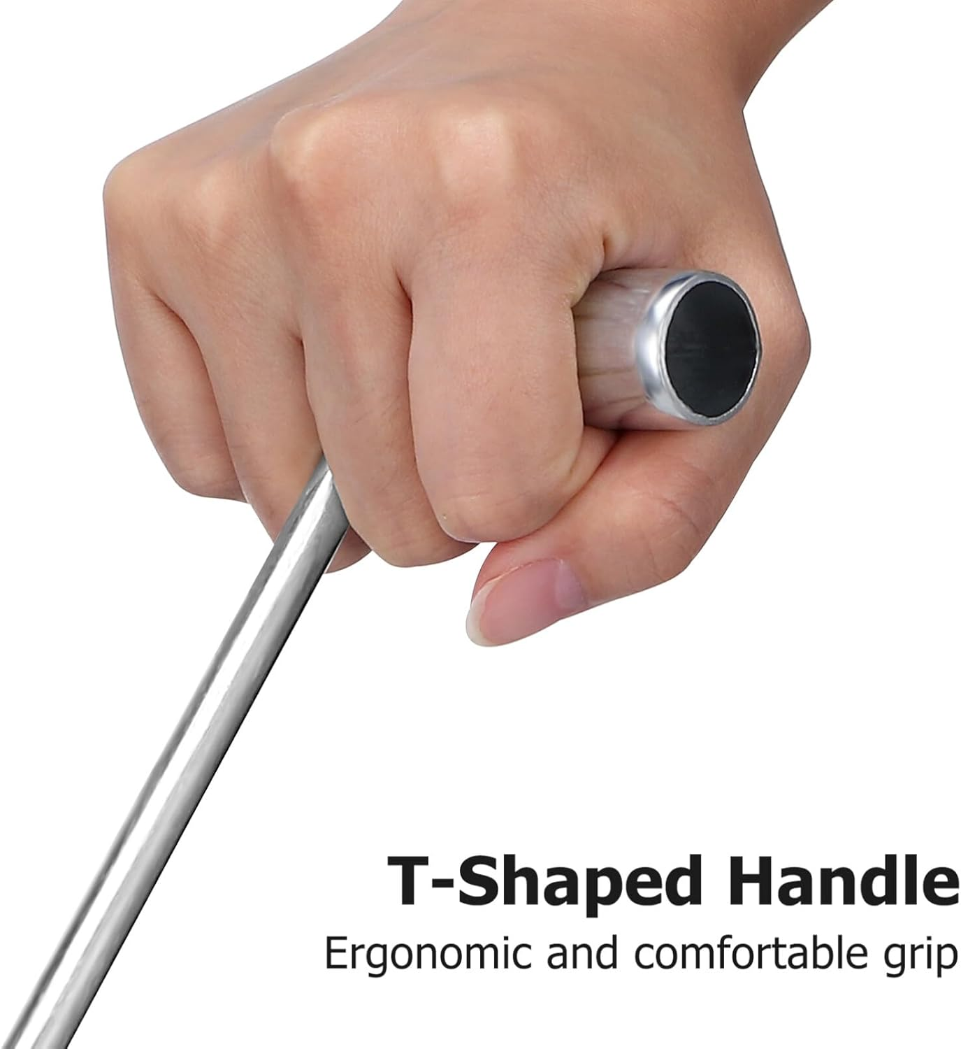 Manhole Cover Hook: 2 Pcs Manhole Cover Lifters, Drain Grate Lifter T Handle Manhole Lid Hooks Manhole Lifting Hook Storm Drain Cover Pull Hook for Lifting Moving Pulling image number 4