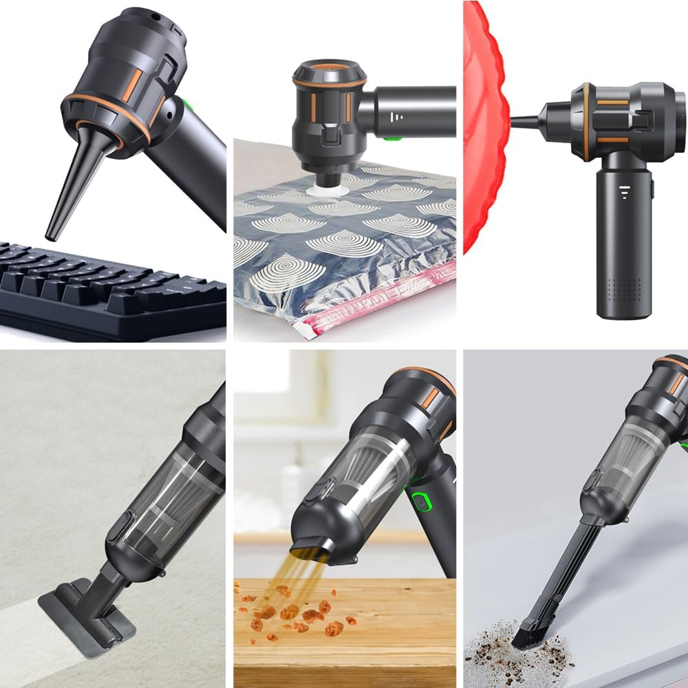 Adraxus Handheld Mini Vacuum Cordless - 25000 Powerful Strong Cyclonic Suction Cordless Cleaner: Air Duster with Cleaning Gel, Ideal for Car, Home, Pet, Office image number 6