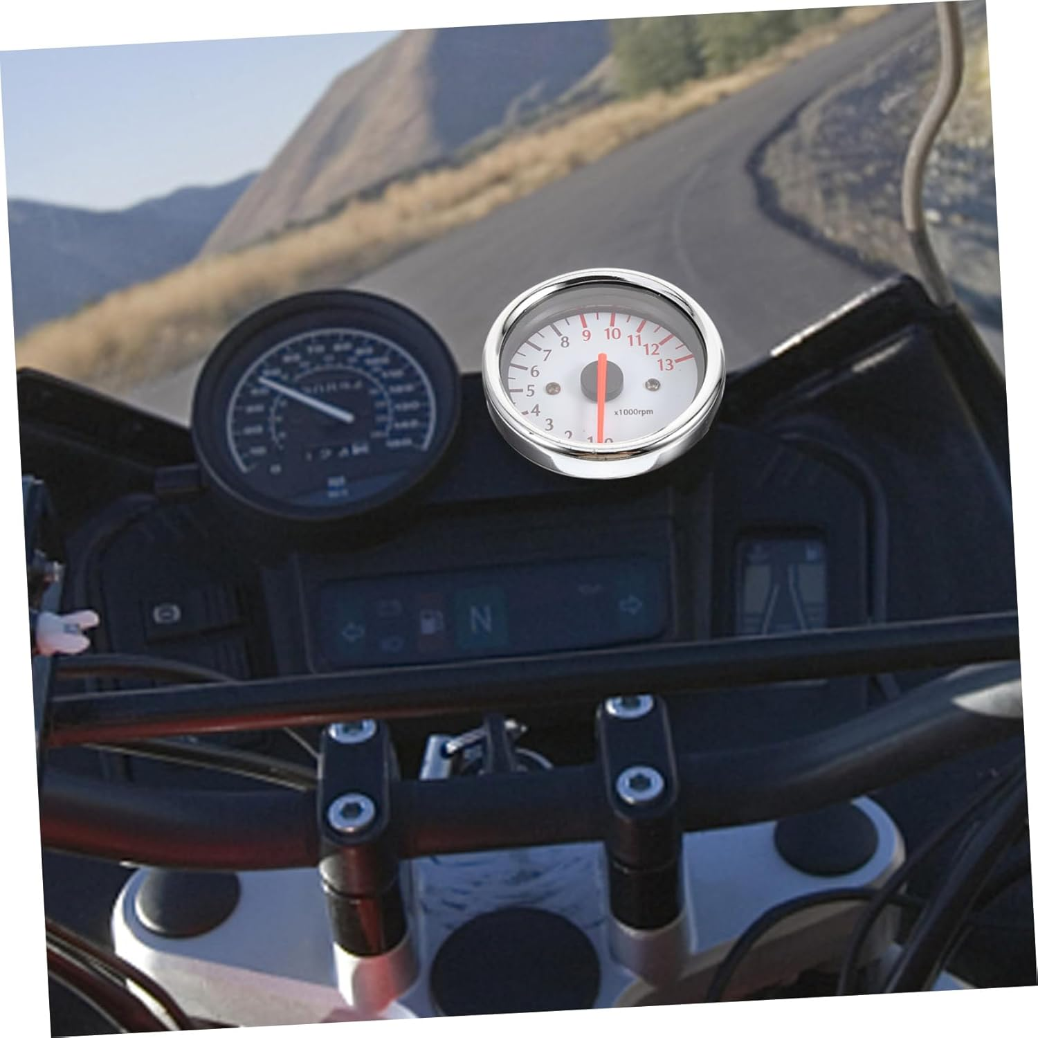 BUGUUYO Pointer-Type Tachometer for Motorcycle White Modified Gauge Speed Instrument Replacement for Motorbike