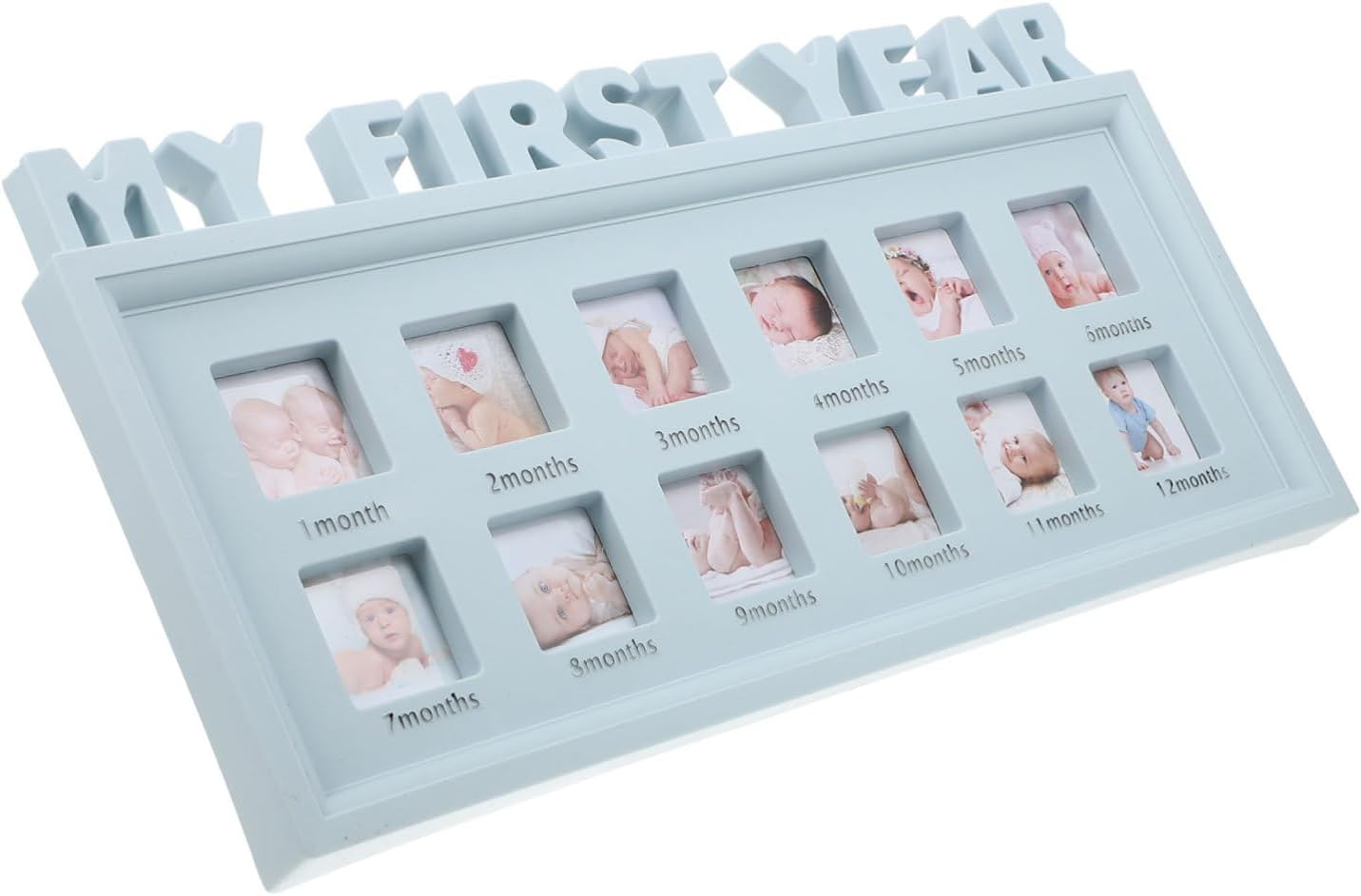 MERRYHAPY Keepsake Photo Frame for Months Growth Milestone Photo Holder for Newborn Shower Decorations Creative Display for First Year Memories image number 1