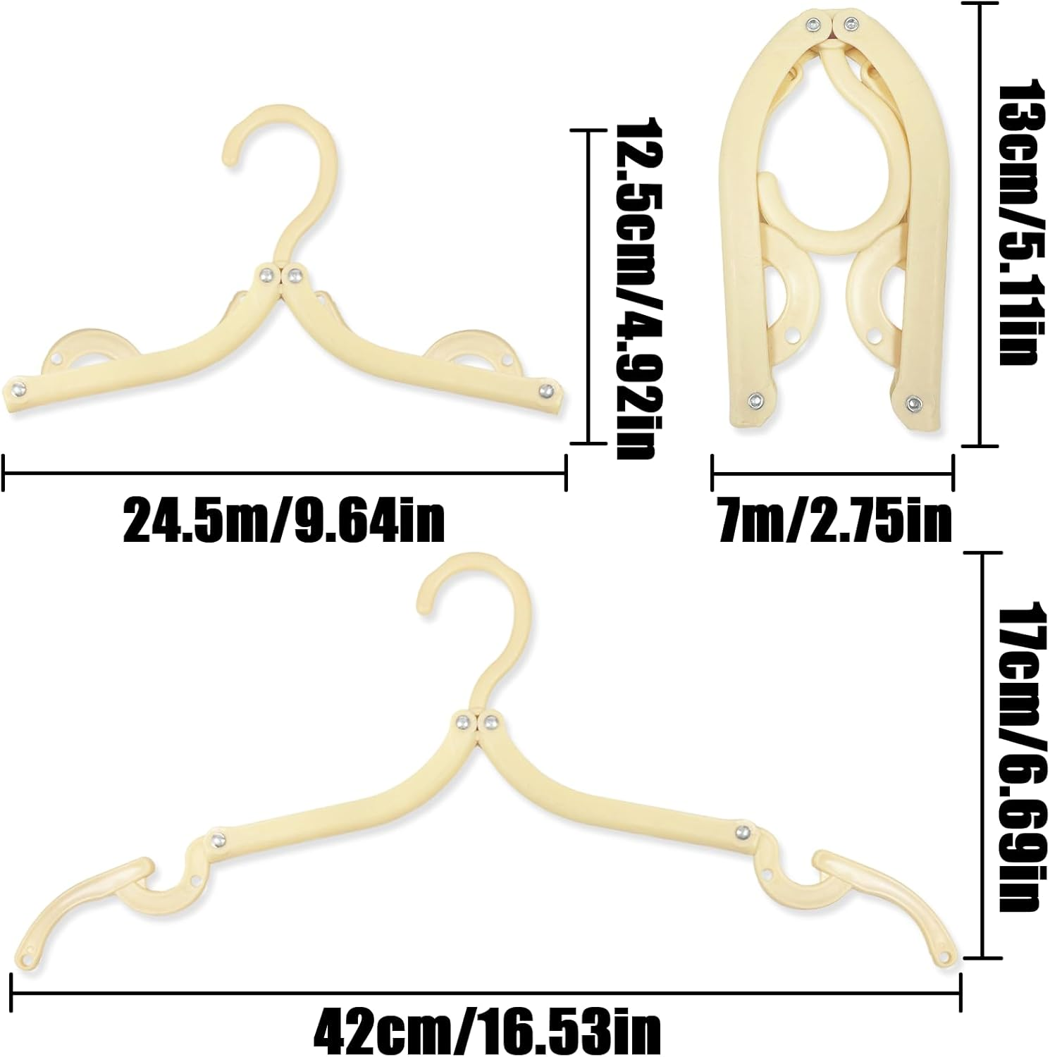 TEAONE Portable Plastic Hangers, 8 PCS Foldable Clothes Hanger for Travel, Business Trip