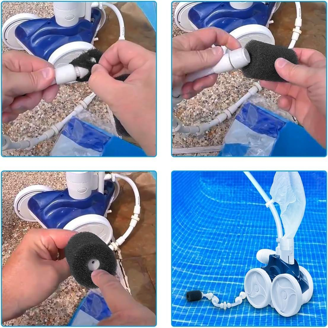 12 Pack Polaris Pool Cleaner Parts Replacement Kit with Tail Sweep Pro & 2 Tail Hose Scrubbers for 280 360 380 180 480 3900 Models - Blue image number 5