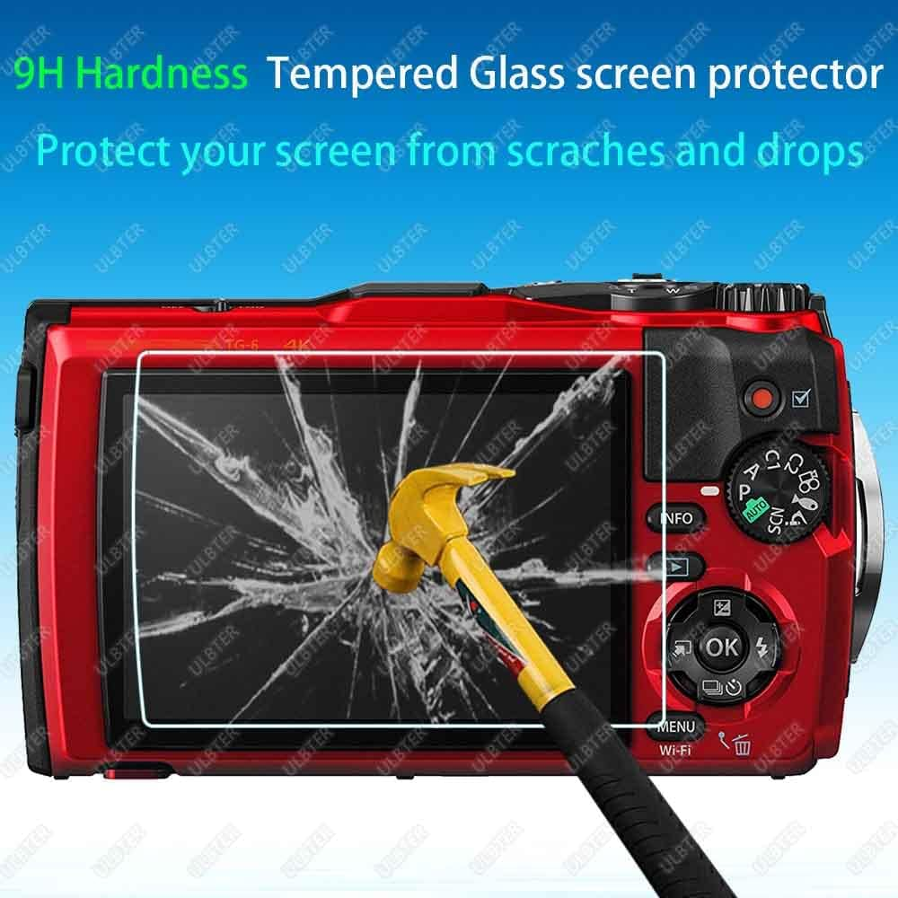 Screen Protector for Olympus TG-7 TG-6 TG-5 TG-4 TG7 Waterproof Camera Red Black, ULBTER TG6 TG5 TG4 Tempered Glass Screen Cover 0.3Mm 9H Hardness Anti-Scrach [3 Pack] image number 1