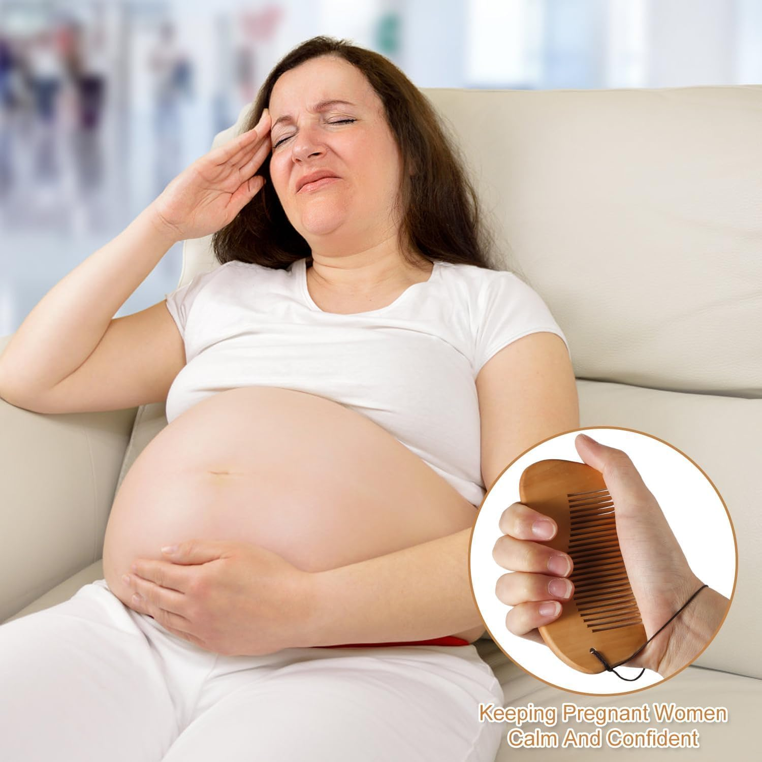 Labor Comb Set, Wooden Birthing Comb Childbirth Hair Comb with Storage Bag & Pendant Pregnancy Comb Delivery Essentials for First Time Moms Pregnancy Gift image number 2