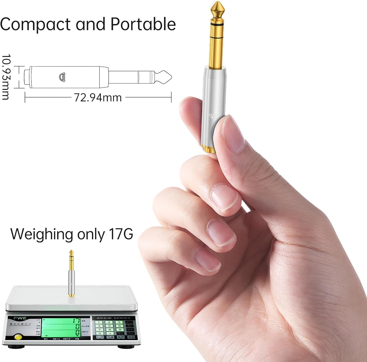 Okcsc 6.35Mm to 4.4Mm Conversion Plug Audio Converter 6.35Mm Male to 4.4Mm Female Pure Copper Plated Fit Headphone Speaker Amplifier Guitar 1Pcs image number 4