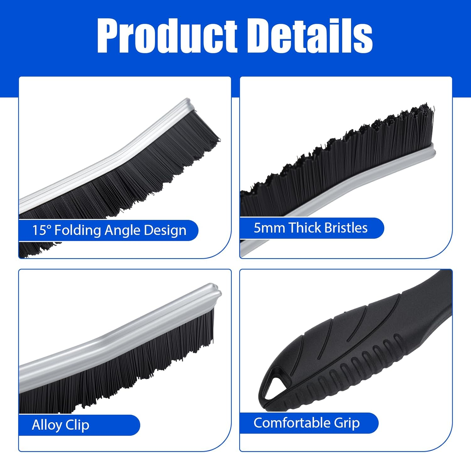 Shingidea 3 Pack Crevice Cleaning Brushes - Hard Bristle Scrub for Hard-To-Reach Spaces Bathroom, Kitchen, Toilet, Car Ergonomic Handle Gaps, Grout Lines, Window Tracks (2Black and 1White) image number 6