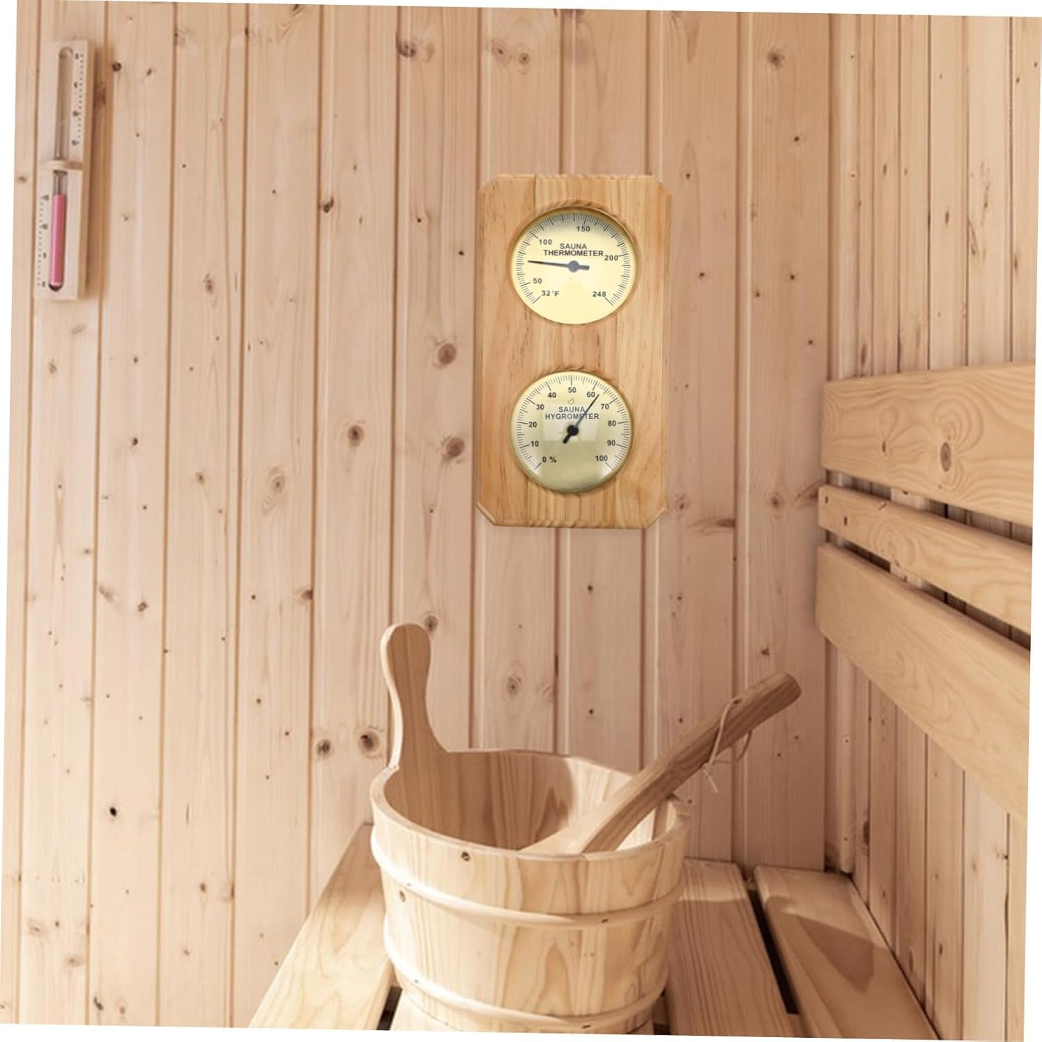 Kisangel Wooden Thermometer and Hygrometer for Home Sauna Temperature Humidity Gauge Accurate Indoor Outdoor Weather Monitor image number 4