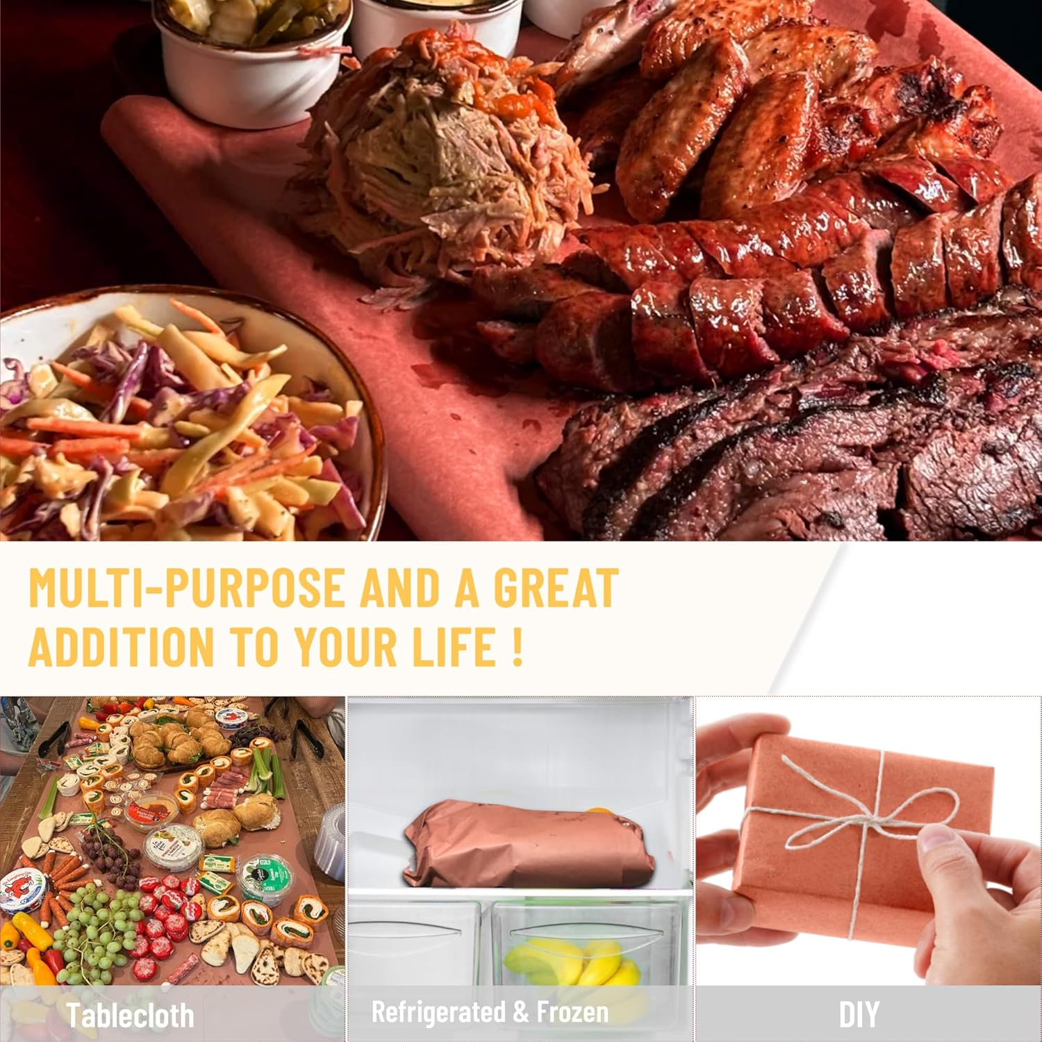 Butcher Paper, Pink, BBQ Kraft Paper, 60 Cm X 53 M, the Original Butcher Paper for Grill, Smoker, Fish Meat, Grill, Perfect Cooking of Juicy image number 2