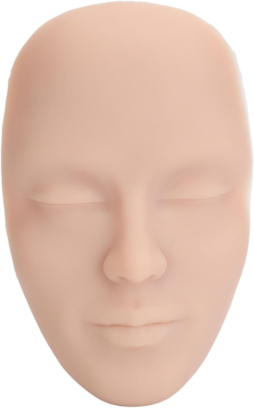 Cryfokt 3D Silicone Makeup Practice Face Board Reusable Cosmetic Mannequin with 7PCS Brush for Beginner, Portable Beauty Training Tool for Makeup Artists (Medium Skin Color) image number 1