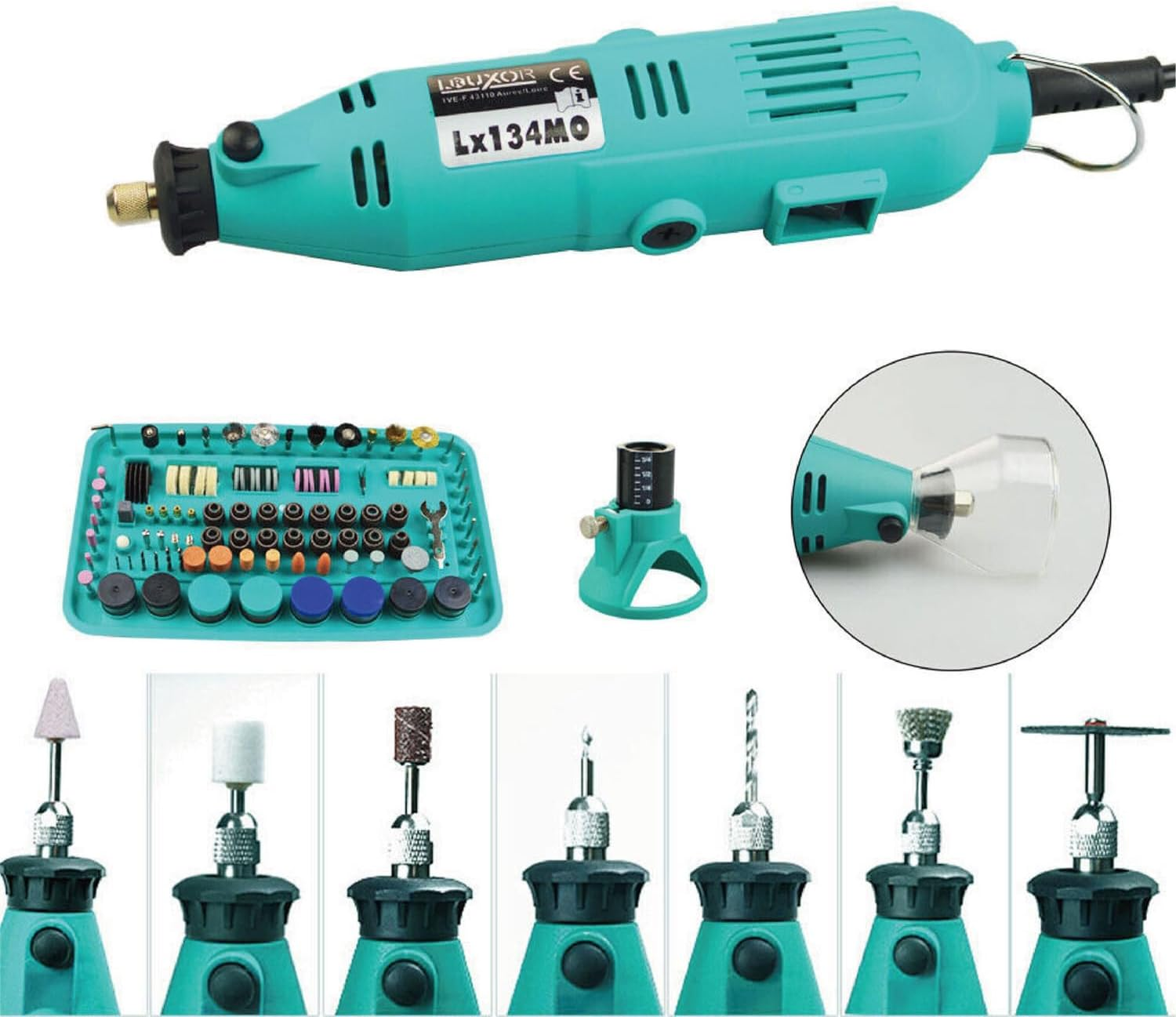 Leona Co 388 Piece Corded Power Rotary Tool Kit Set. Multi Tool with Dremel Compatible Bit Accessories. Drill, Cut, Trim, Grind & Sand in DIY Repairs, Hobbies & Craftwork image number 3