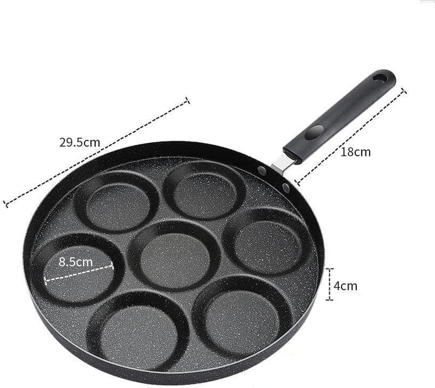 Aventara Pancake Pan 30Cm Non Stick, 7 Hole Induction Cooktop Compatible Griddle Pan for Mini Pancakes, Blini, Poffertjes, Fried Eggs, Family Breakfast & Kids Gift Idea image number 1