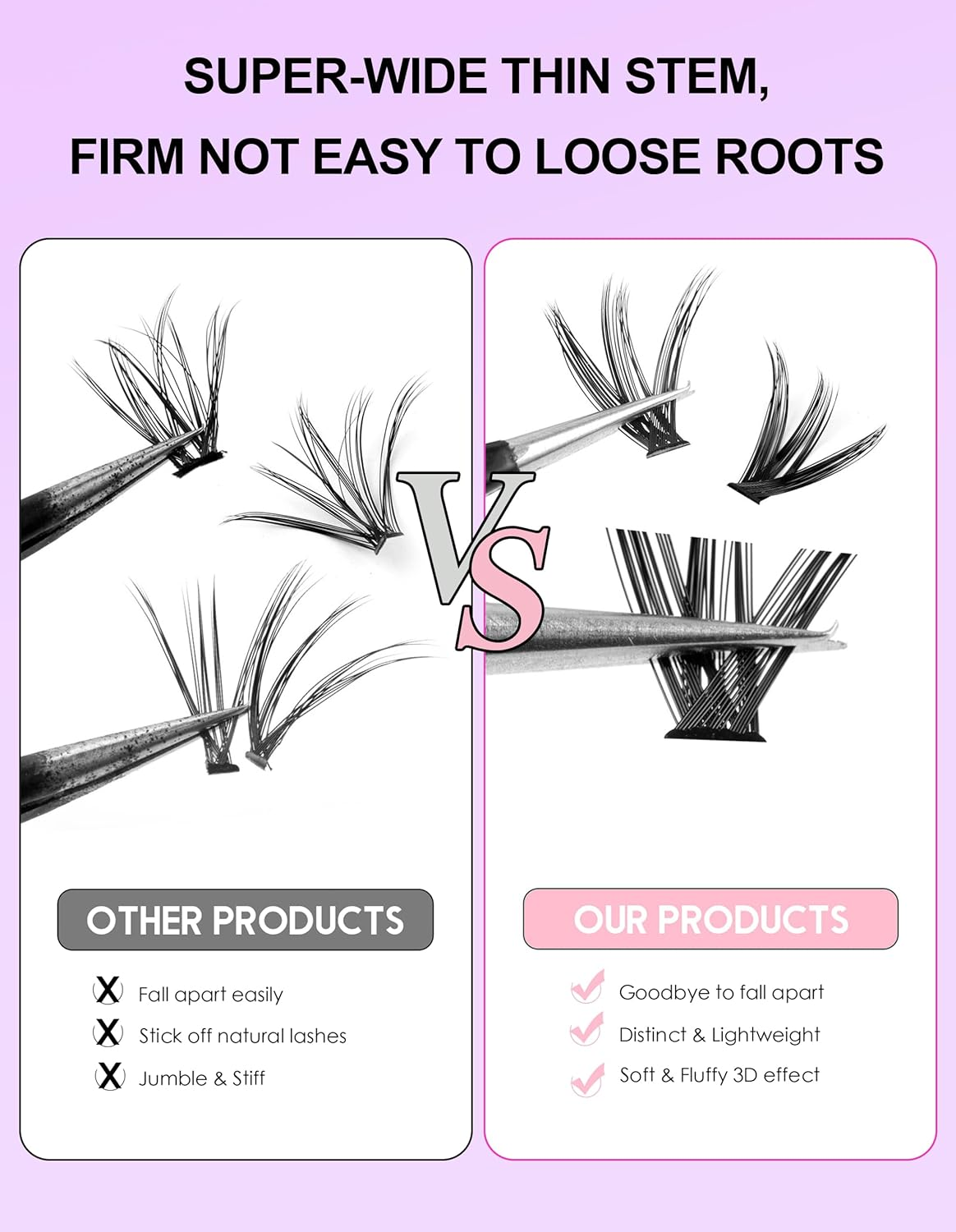 DIY Lash Extension Kit 240Pcs 30D+40D Lash Clusters Eyelash Extension Kit with Lash Bond and Seal Individual Lashes Kit Eyelash Tweezers Eyelash Brush False Eyelashes Natural, Pink image number 1