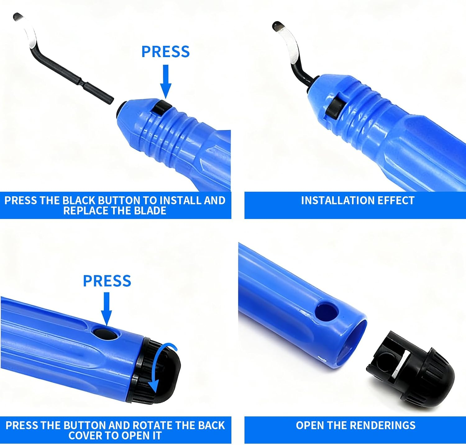 12Pcs Deburring Tool Kit, Manual Large and Small Deburring Tools, with 10 High-Speed Steel Rotating Replacement Blades, for Metal, Aluminum, Copper, Iron, Plastic Pipes, Resin, Pvc Materials image number 3