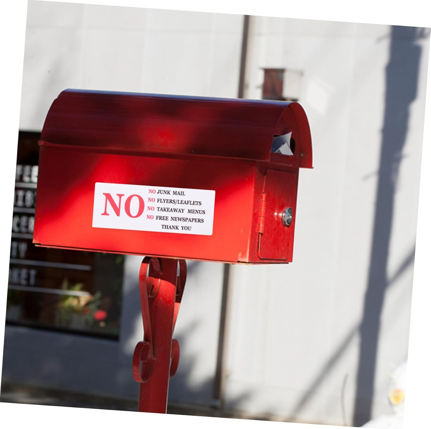 HOMSFOU 2Pcs Mailbox Stickers Signs No Junk Mail Sticker for Mailbox Non-Adhesive Mailbox Sign Quality Warning Sticker Self-Adhesive Mailbox Sticker Mailbox Protection Sticker Red PVC image number 2