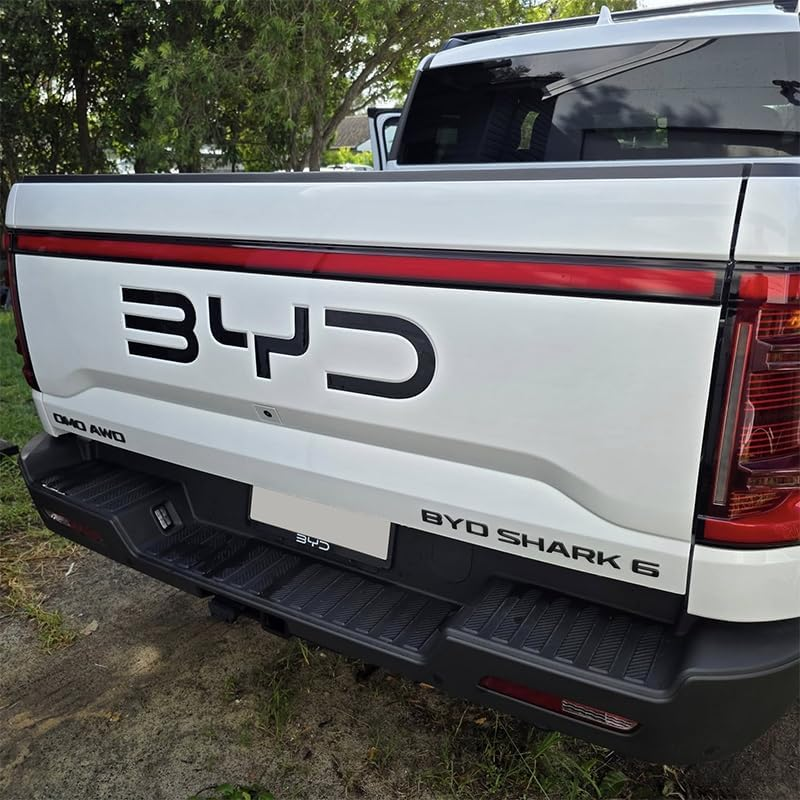 Personalized for BYD Shark 6 Emblem Sticker Cover, Fit for Logo BYD Shark 6 Decals Accessories,Precision ABS Material Anti-Scratch(Matt Black-Rear Logo Cover)