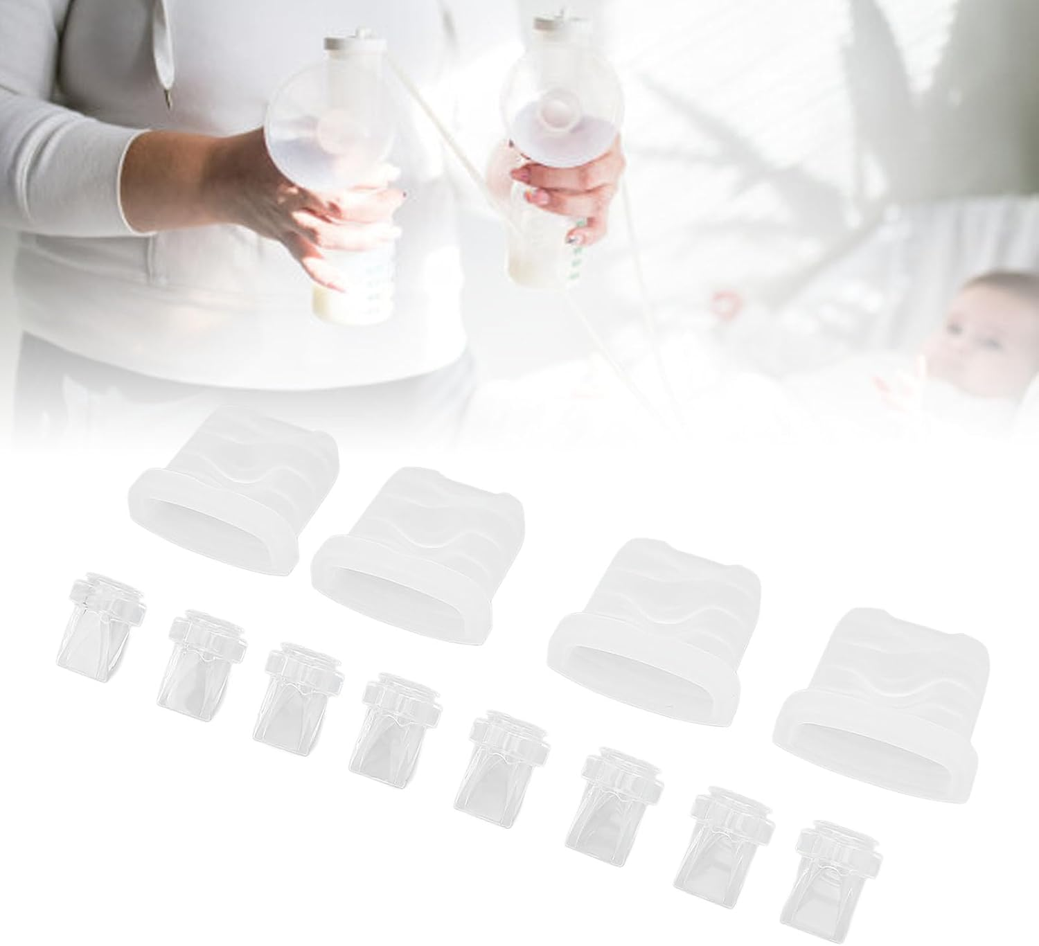 8Pcs Duckbill Valves and 4Pcs Silicone Diaphragm Compatible with S32, Replacement Pump Parts for S32 Breast Pump Parts image number 5