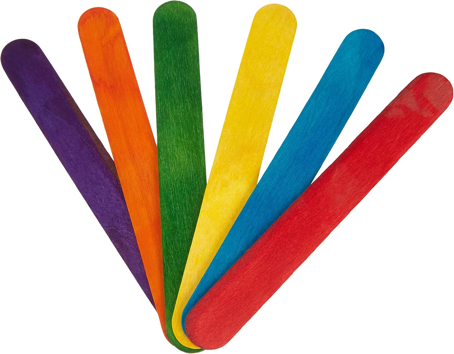 Glorex 6 2200 683 Craft Woods Made of Colourful Varnished Birch Wood, in the Shape of Ice Sticks, Approx. 15 Cm Long with Rounded Ends, Pack of 100, Versatile for Crafts
