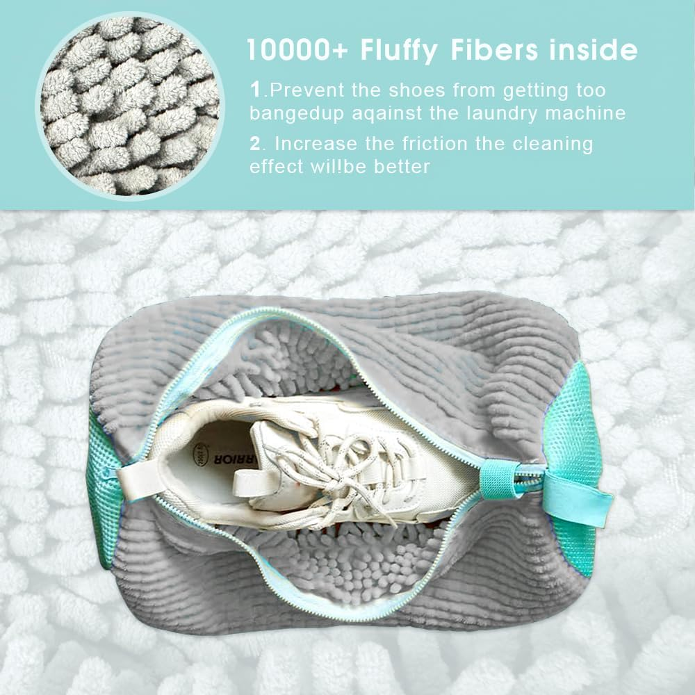 Sonicefit 2PCS Shoe Washing Machine Bag - 2024 New Reusable Mesh Laundry Bag for All Shoes, Adjustable and 360&deg; Cleaning, Sneaker Wash Bag - Blue image number 6