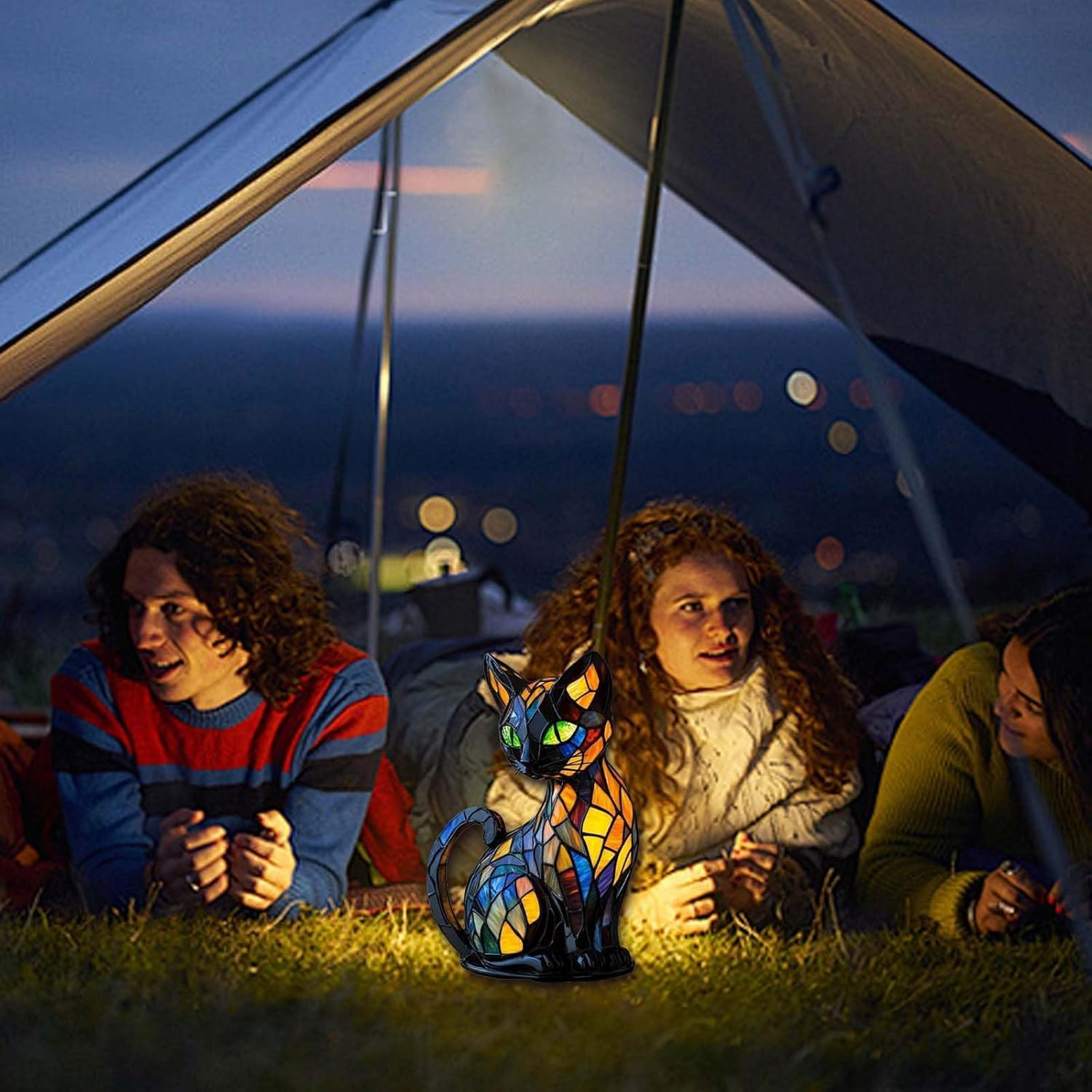 Dog Series for Night Stands Table Lamps, Solymall Glowkitty, Stained Resin Tabletop Night Light, Unique Gift Warm Glow for Home Office, Unique for Dogs/Cat Lovers (C#7) image number 4