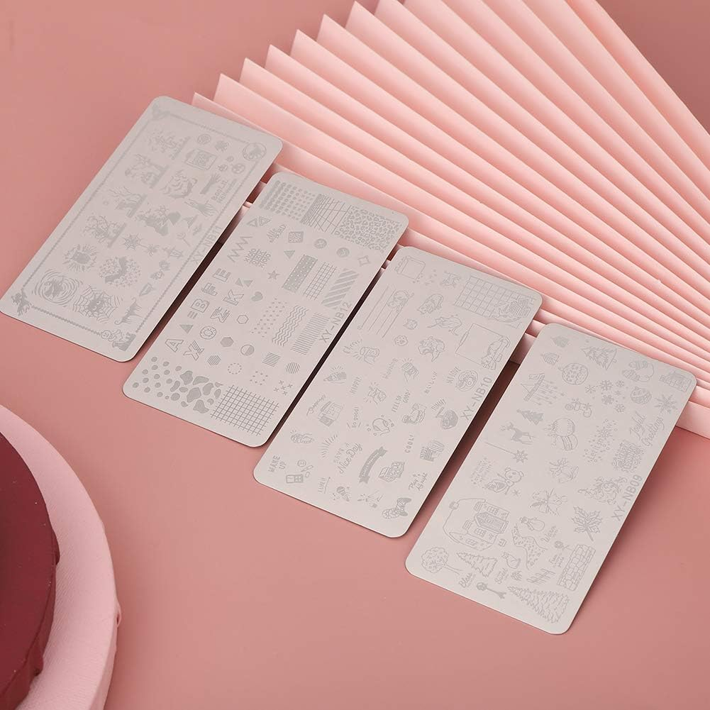 Nail Art Stencils, Durable without Deformation Nail Stamping Template, Convenient and Practical Not Easy to Fall off Exquisite Workmanship for Home Beauty Salon(09-12)