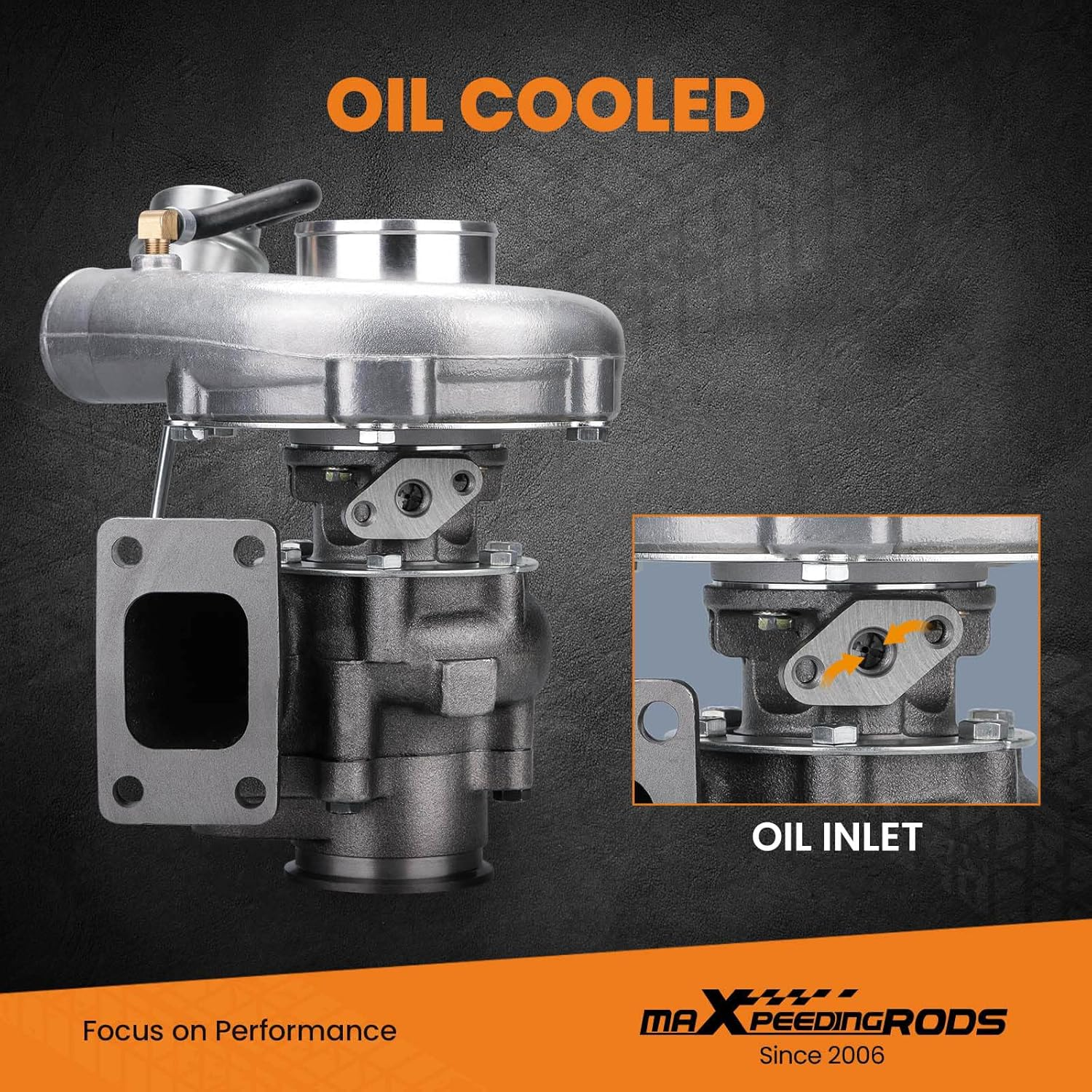 Maxpeedingrods Hybrid T3 T03 Universal Turbo Turbocharger for 4/6 Cylinder 1.5L-2.5L Engines Oil Cooled Turbine 0.63 A/R image number 1