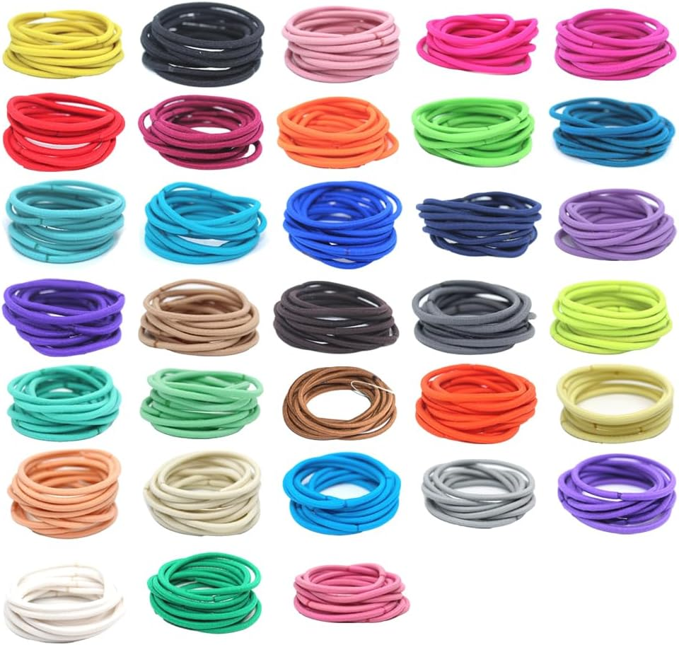 10 Pieces Mixed Hair Bands Adjustable Solid School High Elasticity Protective Ponytail Holder Girls Accessories Royal Blue - Army Blue image number 5