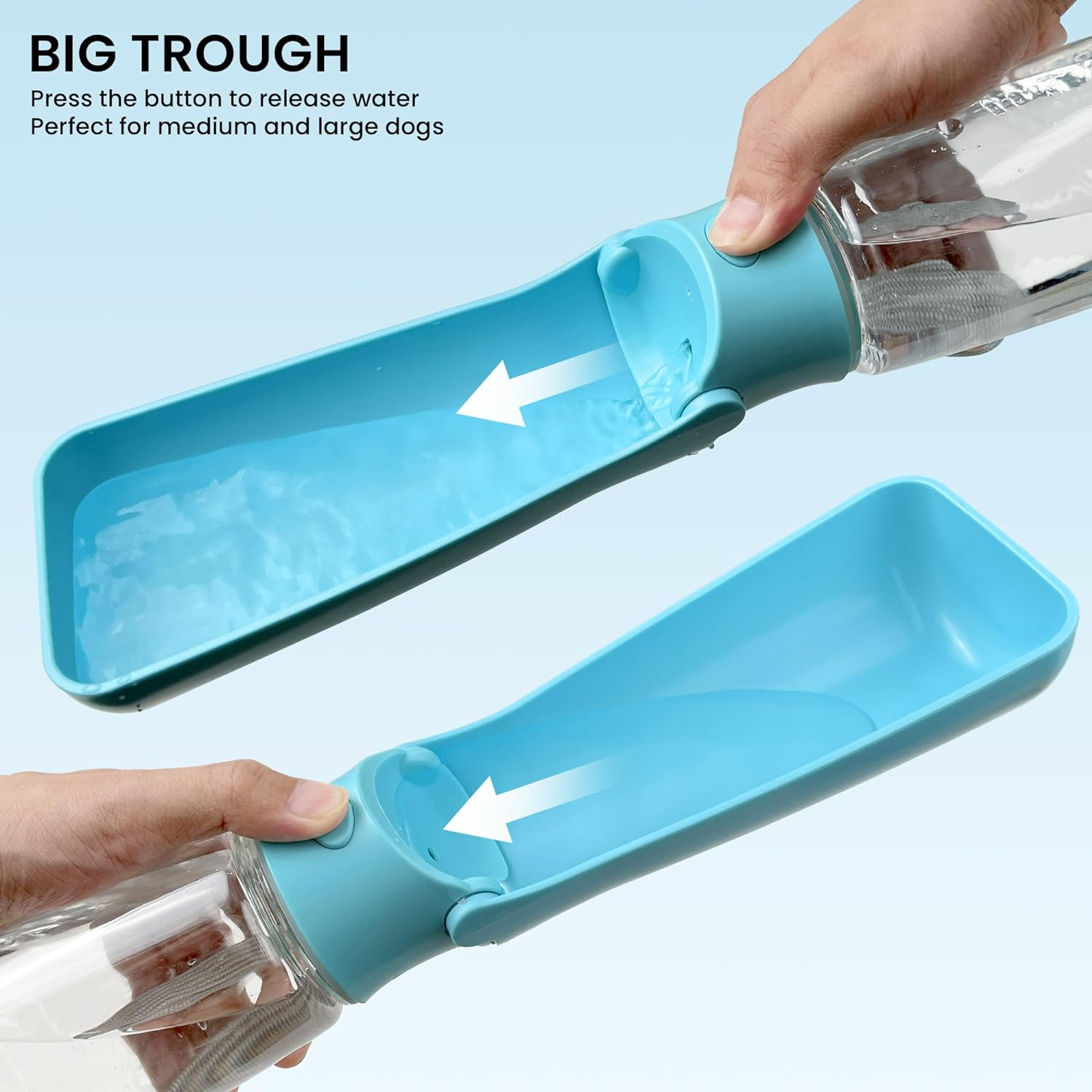 Portable Dog Water Bottle Dispenser [Leak Proof & Foldable] Dog Travel Water Bottle Bowl Accessories for Puppy Small Medium Large Dogs Pet Water Bottles for Dogs Walking Outdoor Hiking 19OZ image number 4