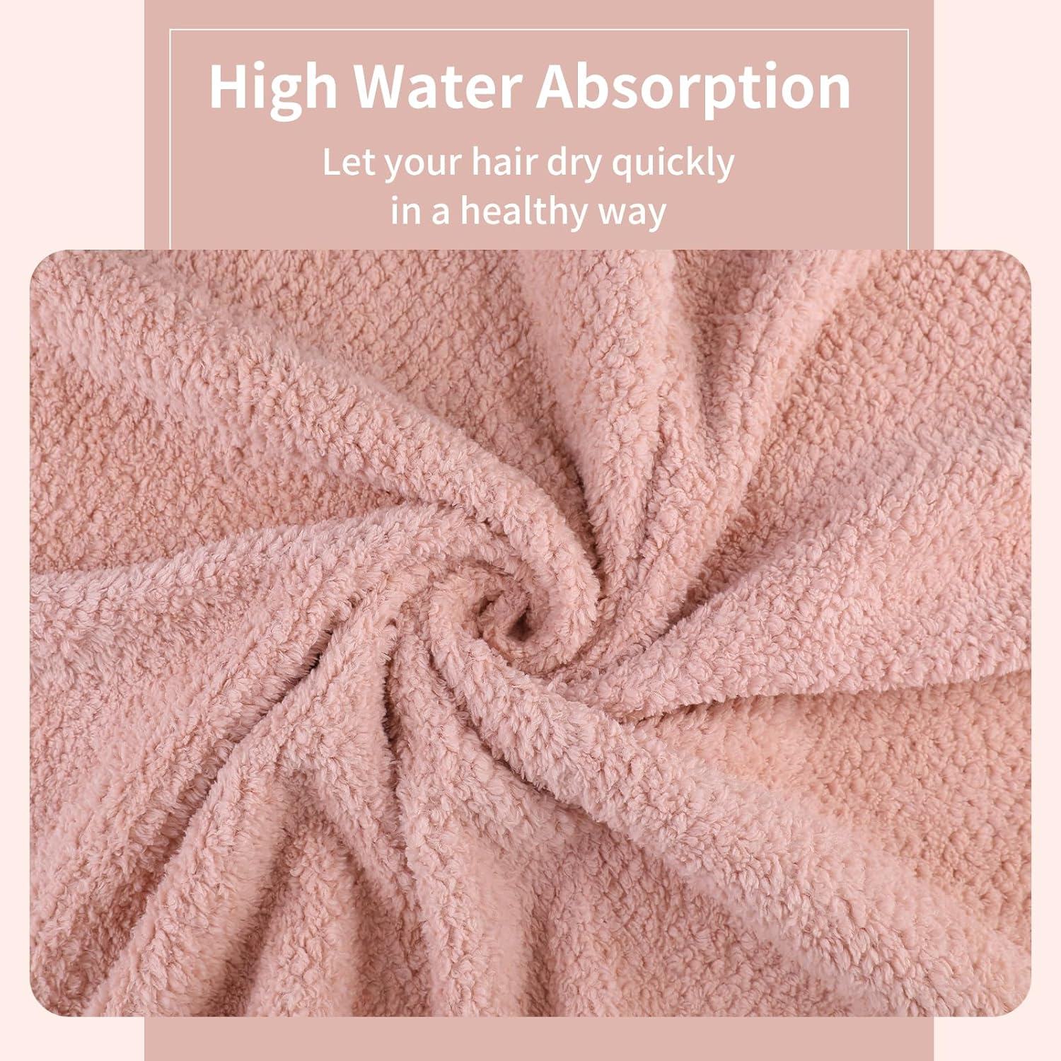 Laojbaba Microfiber Hair Towel Quick Dry Hair Towel Hair Drying Towels Suitable for All Kinds of Hair Ultra Absorbent Long and Thick Hair 24X48Inch Lotus Root Pink (1Pcs) image number 3