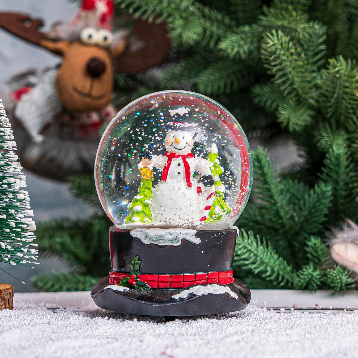 Snow Globes Glitter Water Globe Decoration Musical Snow Globes Decor Plays We Wish You a Merry Christmas, 100Mm, Snowman image number 1