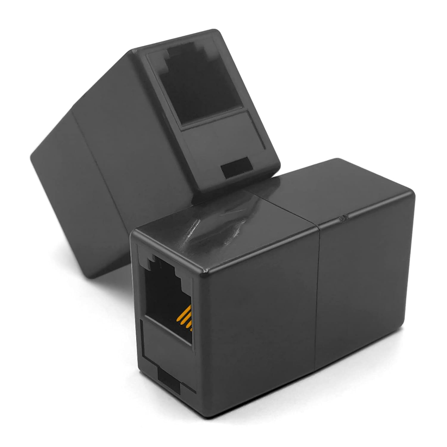 NECABLES 2Pack RJ11 Coupler Phone Line Connector Telephone Cord Adapter RJ11 6P4C Female to Female for Landline Phone and Fax Black image number 2