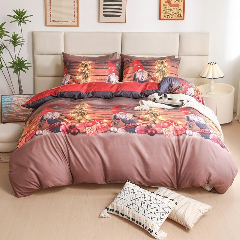 Father Christmas Royal Santa Claus Merry Santa Xmas Duvet Quilt Cover & Pillowcase Bedding Set Multi-Colour Snowman Presents Set Ultra Soft Easy Care, Modern Design (Christmas Bears, Single)