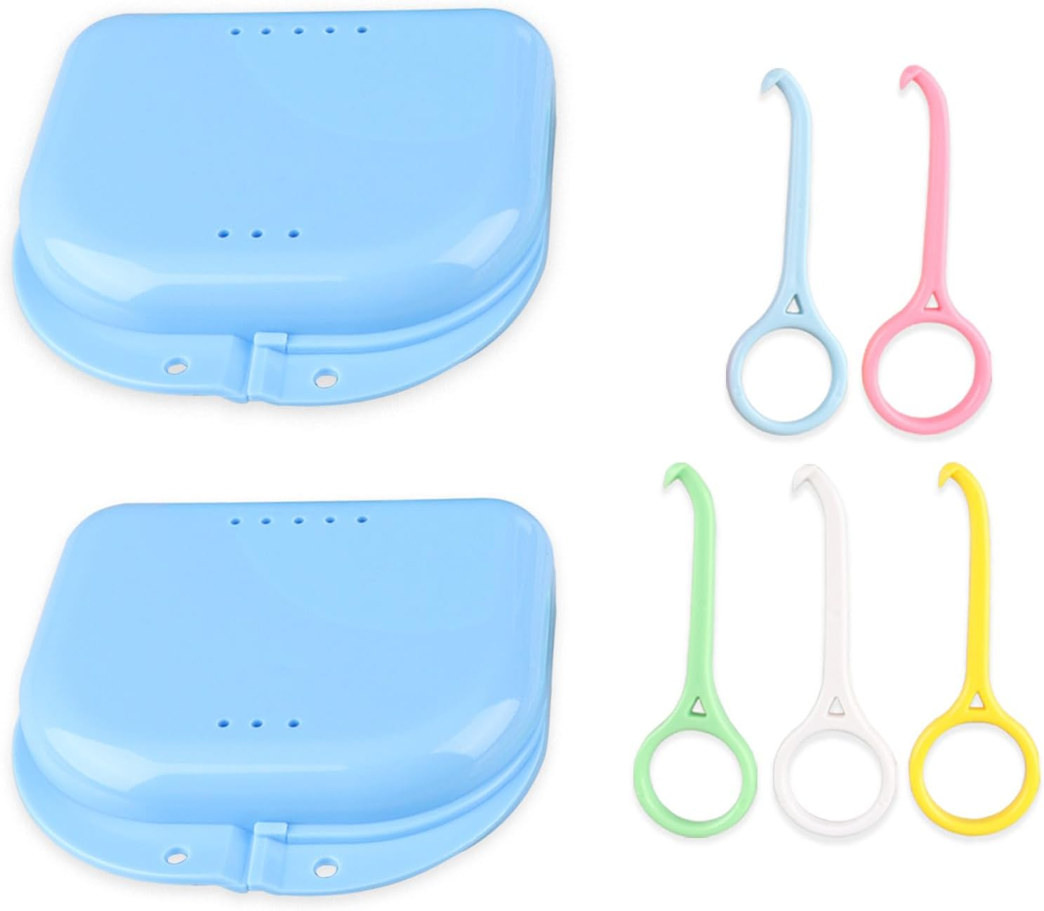 5 PCS Clear Aligner Removal Tool, Accessories for Disassembly of Oral Care, 2 PCS Portable Retainer Container Case with Vent Holes, Retainer Box Retainer Denture Box for Clean/Storage/Travel image number 5