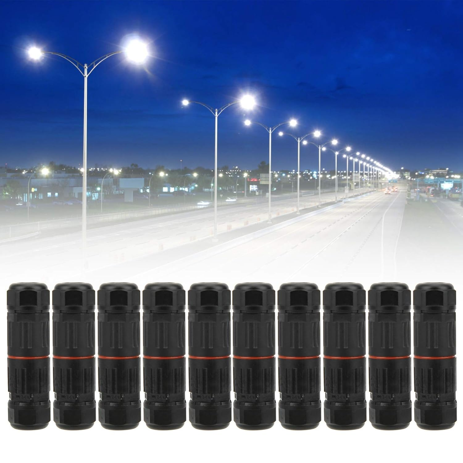 10Pcs IP68 Outdoor Waterproof Terminal Block CDF M3 Electrical Wire Connector Terminal Assortment Kit for Street Lights image number 6