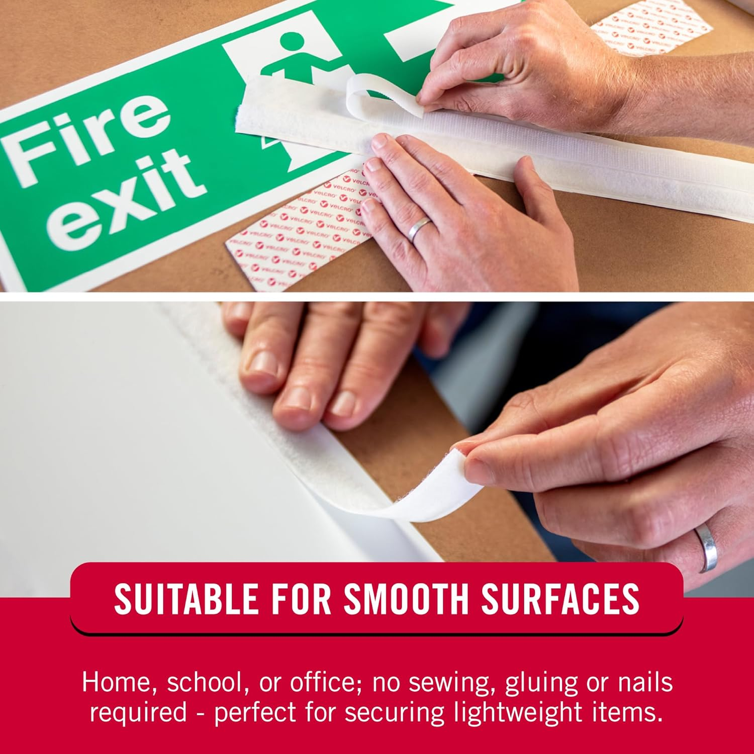 VELCRO Brand - Sticky Back Tape Bulk Roll | 50 Ft X 3/4 in | White | Cut Hook and Loop Adhesive Strips to Length | Create Vertical Storage, save Space, Keep Your Home, Office or Work Site Organized image number 5