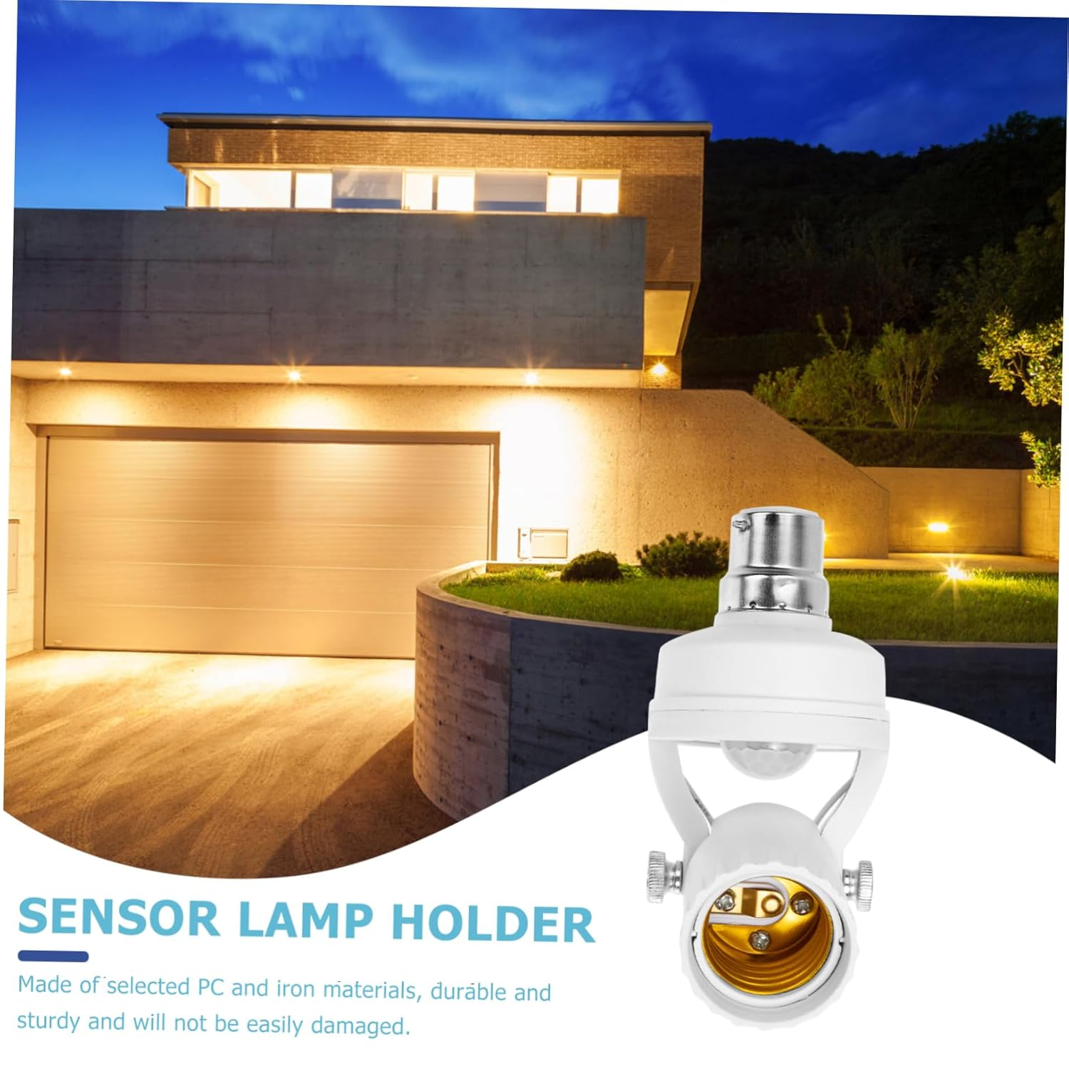 COOLHIYA B27 Induction Lamp Holder B22 Sensor Lamp Socket Motion Sensor Lamp Socket Sensor Lamp Holder Motion Screw Bulb Adapter Sensor Light Socket White Ceiling Lamp E27 Human Sensor Iron