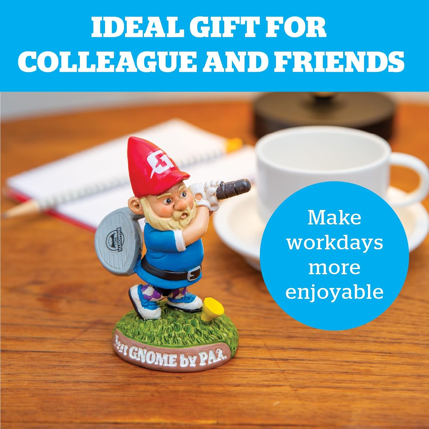 Bigmouth Inc Golfing Gnome Statue - Fun Desktop Decoration, Office Humor Figurine, Home Office Desk Accessory, Unique Golf Gift, Men'S Office Decor, 24-BNY-6003 image number 4