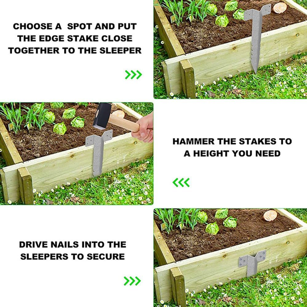 10 Pcs Railway Sleeper Bracket,Metal Stake Heavy Duty,Fence Post Repair Anchors Ground Spikes, Metal Stake for Ground,Raised Garden Bed,Wooden Garden Edging Border,Driveway,Path Edging image number 1