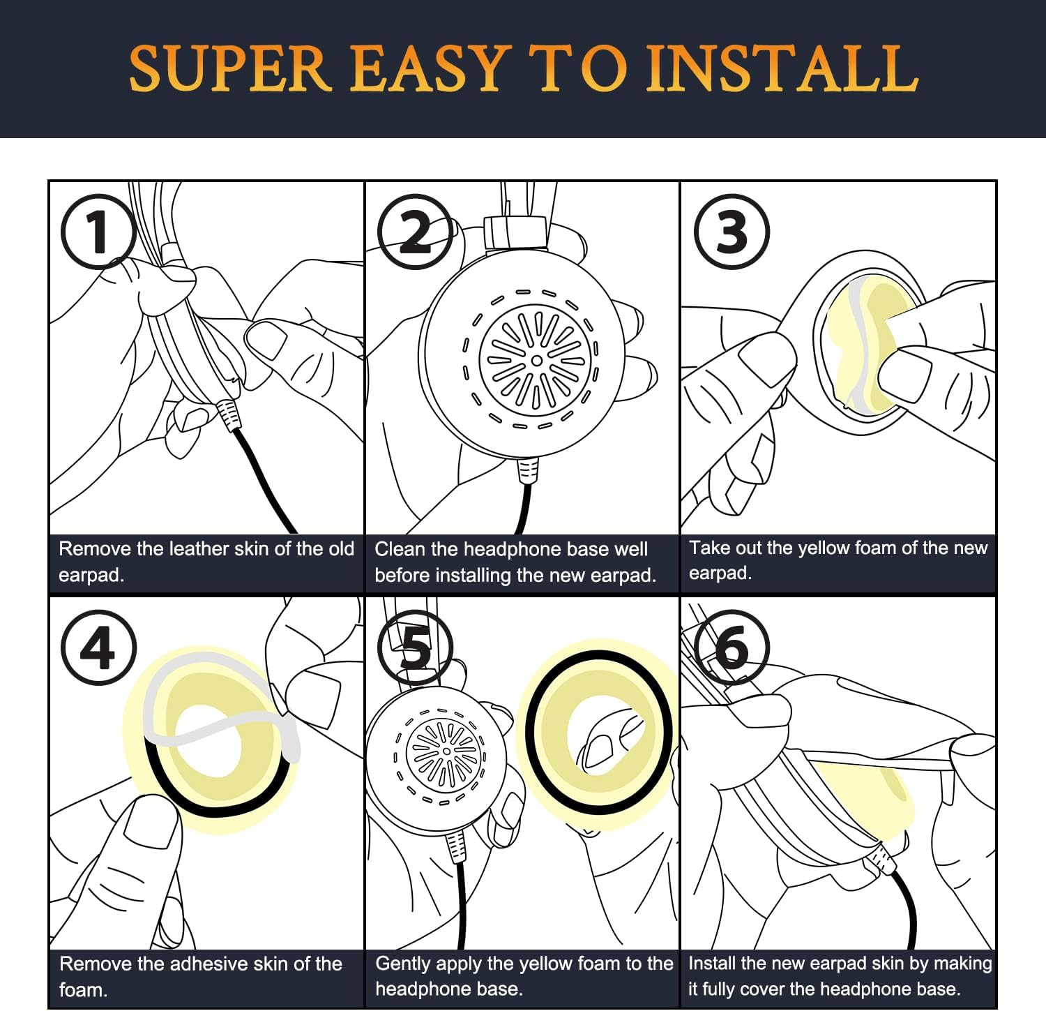 SOULWIT Replacement Earpads for Jabra Evolve 65/40/30/20 Headphones, Ear Pads Cushions for Evolve 65UC 65MS/40UC 40MS/ 30US 30MS 30II/20SE 20UC 20MS Headset (Black) - Black image number 2