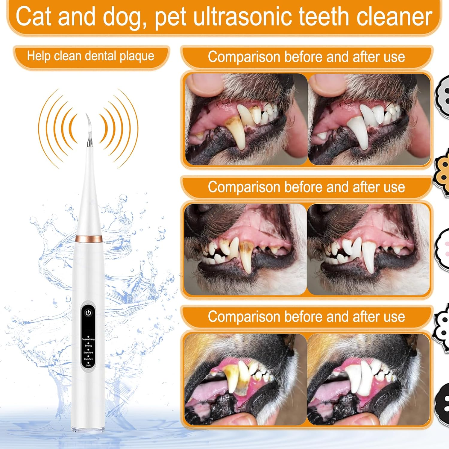 Dental Care Cleaner Kit for Dogs Cats,Cat Dog Electric Tooth Brush Teeth Cleaning,Plaque Remover Reduces Plaque & Tartar Buildup,Ultrasonic Plaque Off,Gentle and Comfortable for Pet Teeth Oral Care image number 1