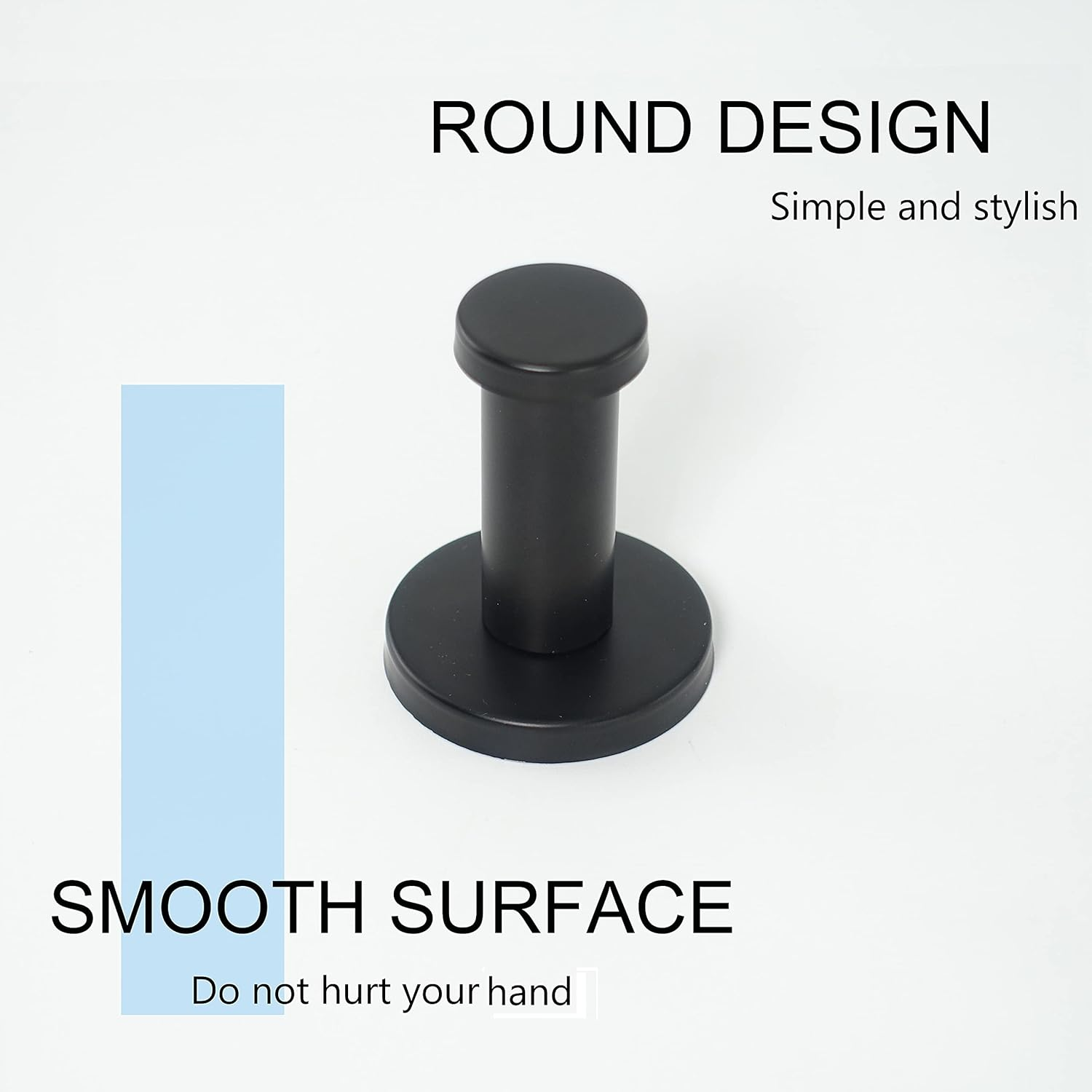 Vanloory Bathroom Towel Hooks, 6 Pack round Coat Hooks, Sturdy Wall Mounted Robe Hook, SUS 304 Stainless Steel Heavy Duty Clothes Hanger, Wall Towel Hooks for Bathroom Bedroom Kitchen (Black) image number 2