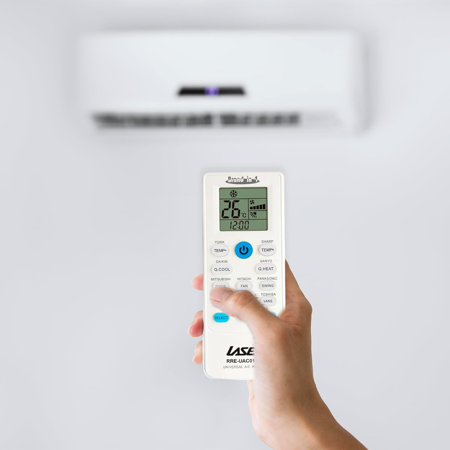 Laser Universal Air Conditioner Remote &ndash; Quick 2-Button Setup, Compatible with Major AC Brands, Easy Replacement Remote with LCD Display, Quick Heat & Cool Modes, Supports Split System & Portable ACS image number 3