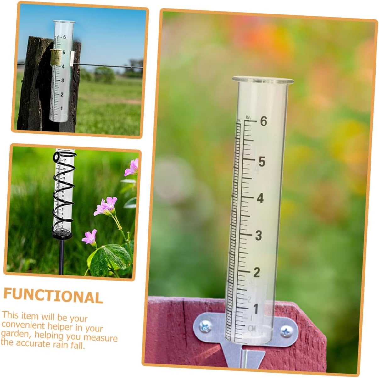 4Pcs Rain Gauge Replacement Tubes Glass Cylinders Outdoor Measuring Cylinders for Garden Flowerpot Precipitation Monitoring image number 2