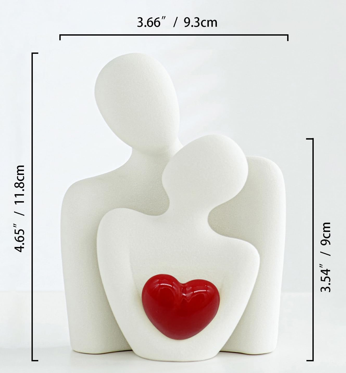 Modern Ceramic Couple Sculpture 4.6" X 3.6", Abstract Love Ornament, Statue for Living Room, Bedroom, Office,Desk Decoration, Couple Gift, Anniversary, Birthday Gift(White) image number 3