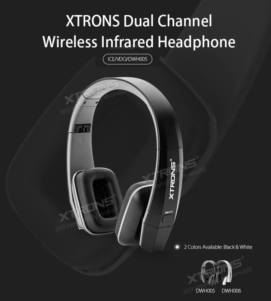 XTRONS IR Wireless Dual Channel Stereo Headphones Infrared Headsets Cordless 2 Channels with Built-In IR Transmitter (DWH005) image number 6