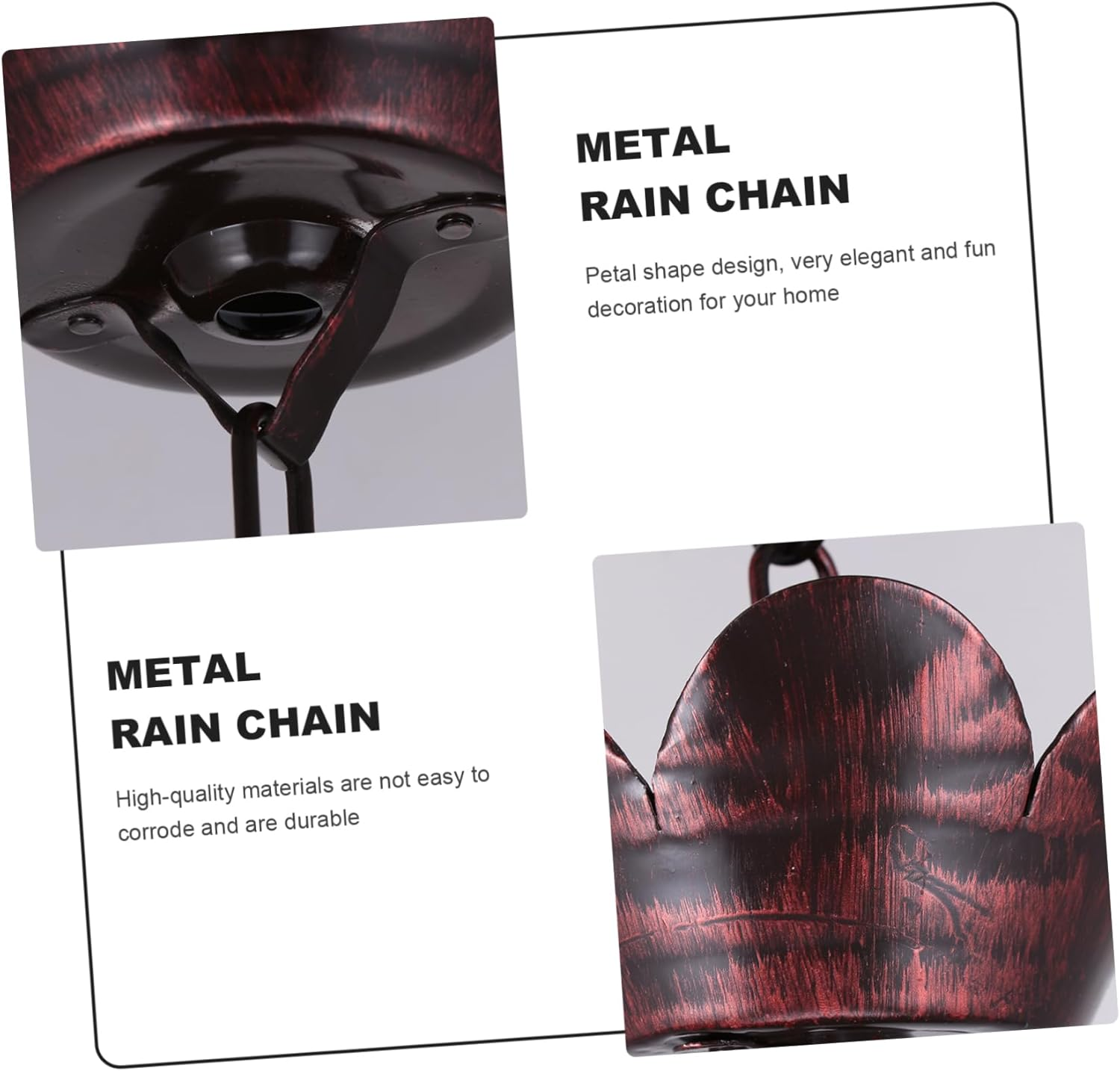 Metal Rain Chain for Gutter Downspouts 1M Decorative Aluminum Rain Chain Modern Garden Accessory Versatile Outdoor Water Feature Petal Design image number 4