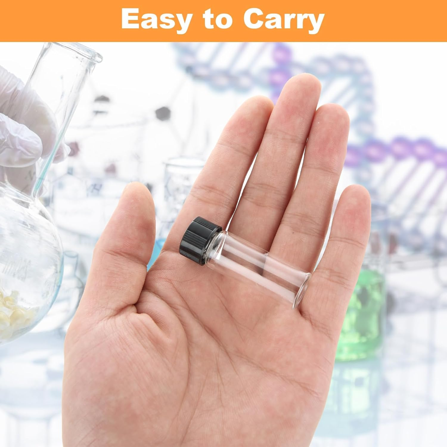 100 Pack 4Ml (1 Dram) Glass Vials with Screw Caps Clear Small Liquid Sample Vials Empty Mini Glass Bottles for Essential Oil, with 10 Pcs Plastic Dropper image number 4