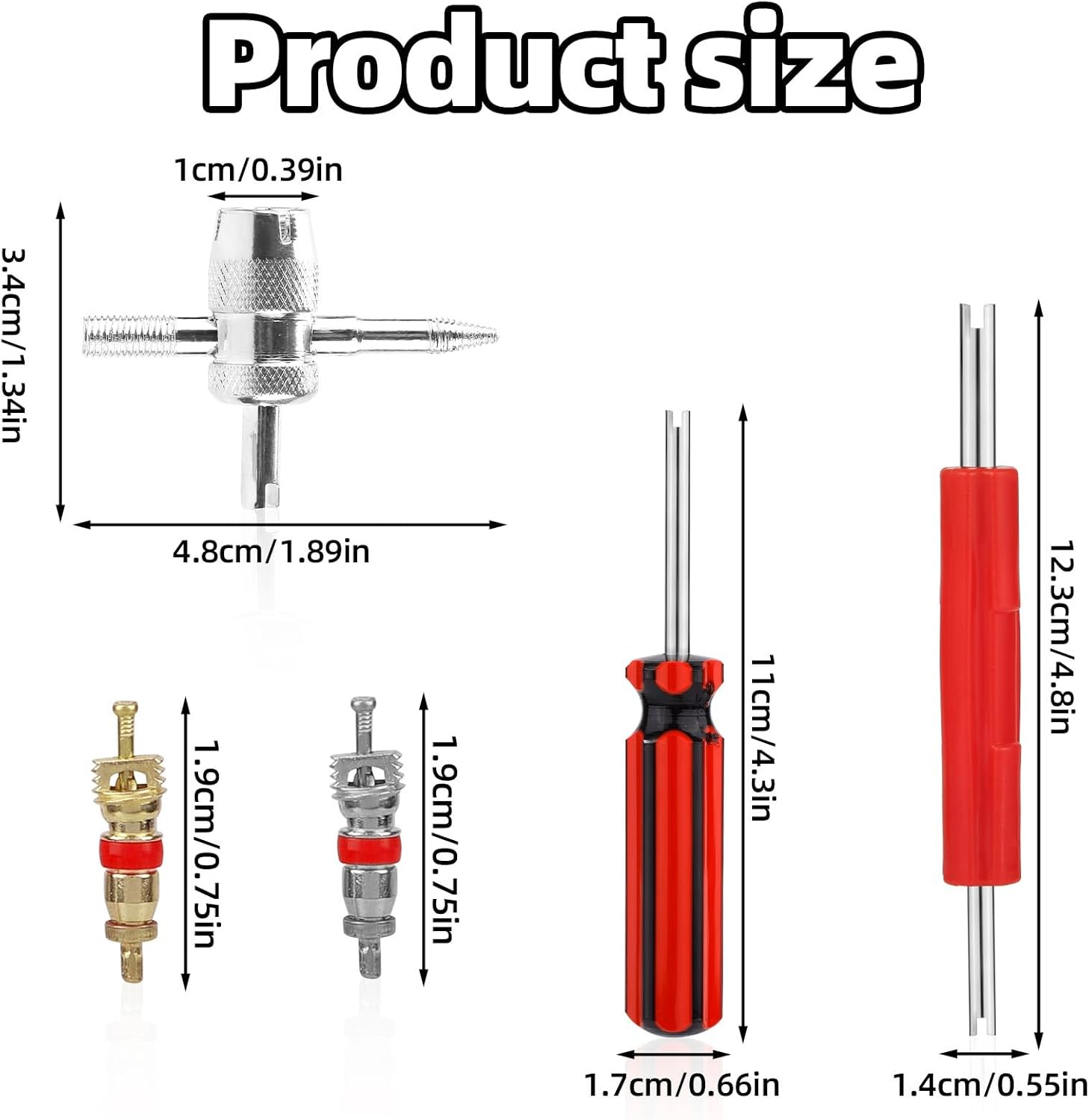 BOXOB 23Pcs Tire Valve Stem Tool Kit, 4 in 1 & Double & Single Head Valve Core Remover Installer Wrench for Car, Truck, Motorcycle, Bicycle, ATV image number 4
