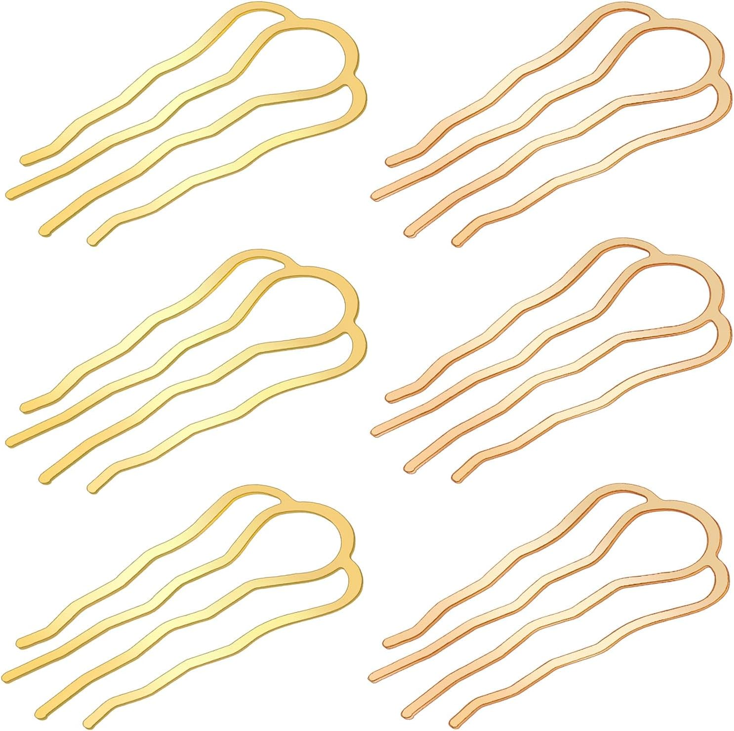 6 Pieces Metal Hair Fork Clips, Side Combs, and 4 Prong U-Shape Sticks for Buns, Updos, and Hairstyling - Women'S Multicolor Hair Accessories