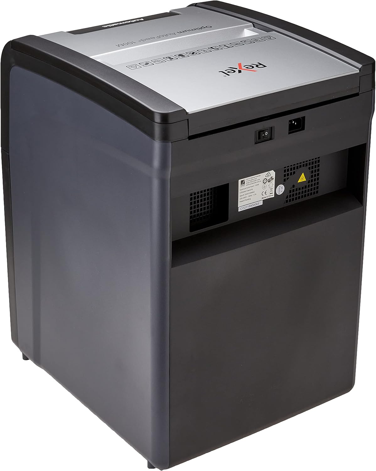 Rexel Optimum Auto Feed+ 100 Sheet Automatic Micro Cut Paper Shredder, P-5 Security, Home/Home Office, 34 Litre Removable Bin, 2020100MAU image number 3